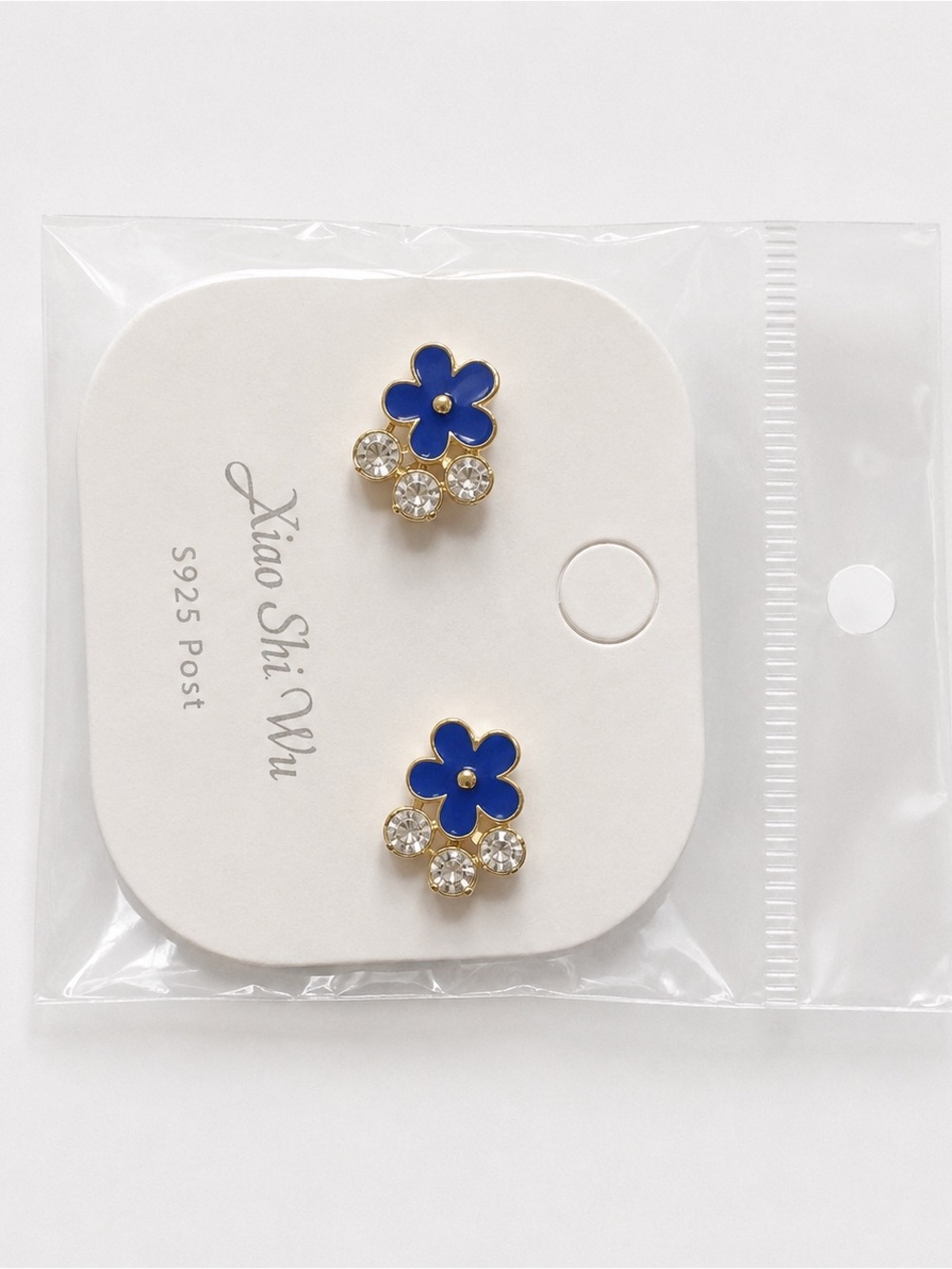 Blue Flower Crystal Stud Earrings